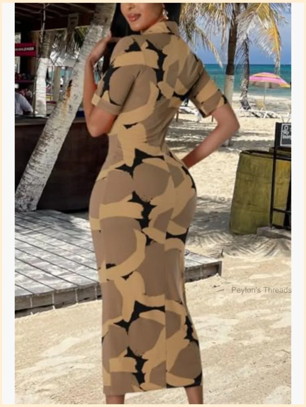 Button Down Shirt Dress Short Sleeve V Neck Bodycon Midi